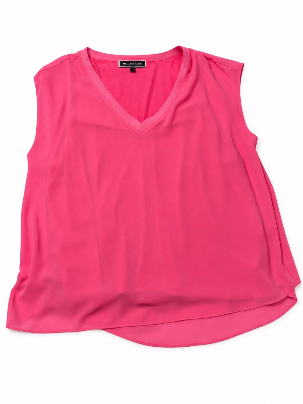 Melanie Lyne V-Neck Sleeveless Blouse in Hot Pink